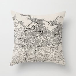 San Juan, USA - Minimal City Map - Black and White Throw Pillow