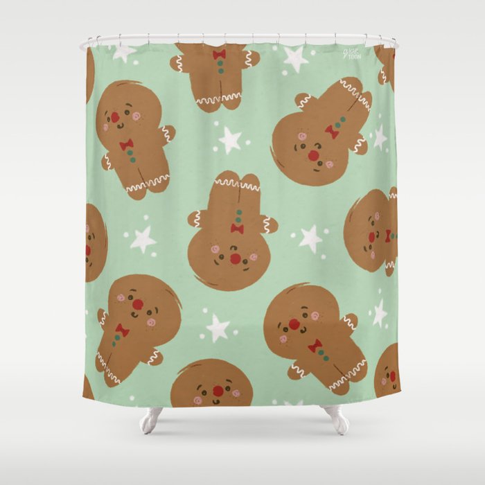 Gingerbread mint Shower Curtain