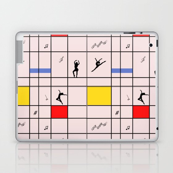 Dancing like Piet Mondrian - Composition with Red, Yellow, and Blue on the light pink background Laptop & iPad Skin