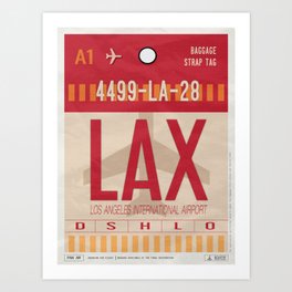 Vintage Los Angeles Luggage Tag Poster Art Print