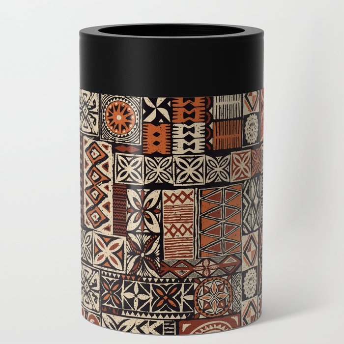 Hawaiian style tapa tribal fabric abstract patchwork vintage vintage pattern Can Cooler