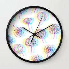 Black and White Dandelions with RGB split Wall Clock