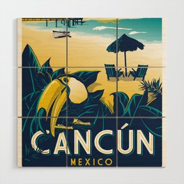 Cancun Mexico vintage travel poster Wood Wall Art