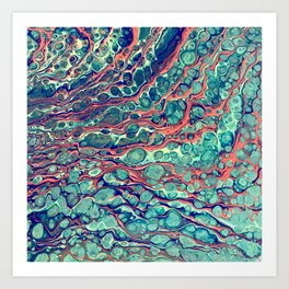 Abstract Coral Reef Fluid Acrylic Pink Painting Art