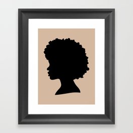 Silhouette Black Girl Afro Framed Art Print