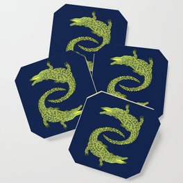 Crocodiles (Deep Navy and Green Palette) Coaster