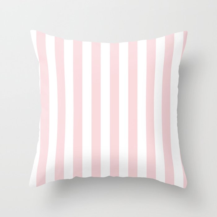 Narrow Vertical Stripes White And Light Pink Throw Pillow By Stripesshop Society6