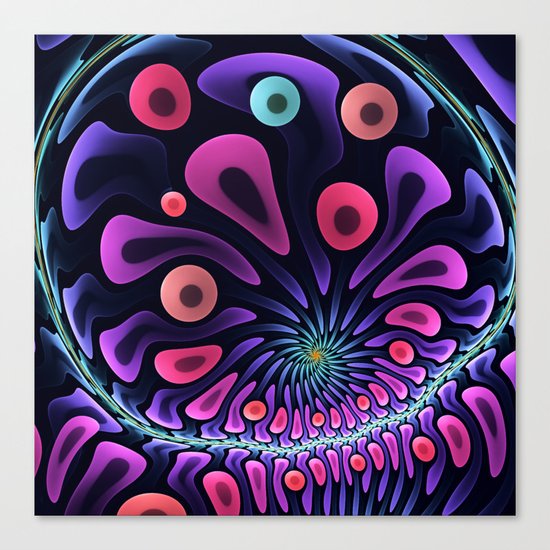 Color splashes in motion, fractal abstract Canvas Print