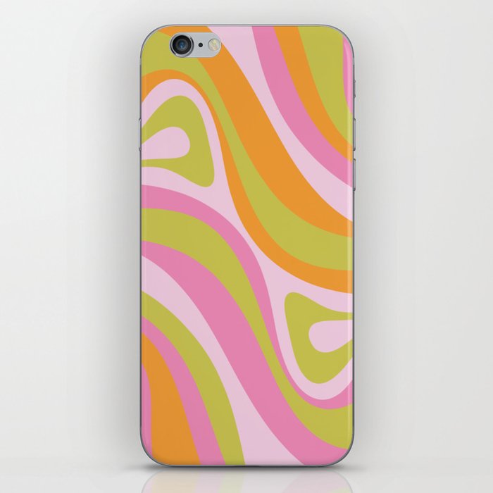 New Groove Trippy Retro 60s 70s Colorful Swirl Abstract Pattern Pink Orange Lime iPhone Skin