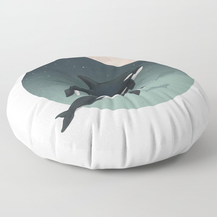 moonlight caravan // orcas Floor Pillow