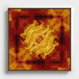 Natural mandala design - dancing fire Framed Canvas