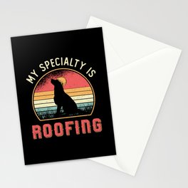 Roofer My Specialty Is Roofing Dog Retro Roof Stationery Card