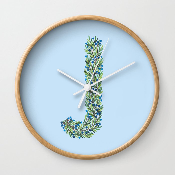 Leafy Letter J Wall Clock By Indigoeleven Society6