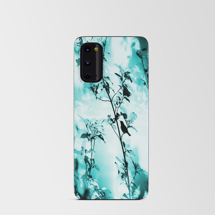 Silhouette of songbird on a branch in turquoise variation #decor #society6 #buyart Android Card Case