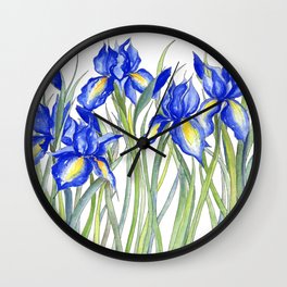 Blue Iris, Illustration Wall Clock