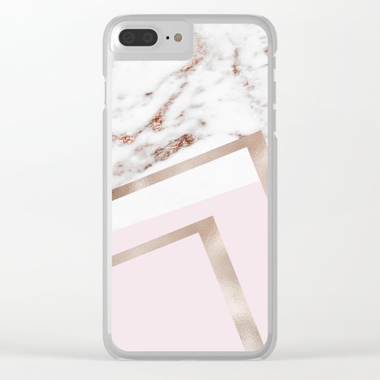 Geometric marble - luxe rose gold edition I Clear iPhone Case