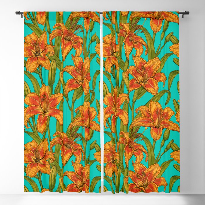Tawny daylily flowers Blackout Curtain