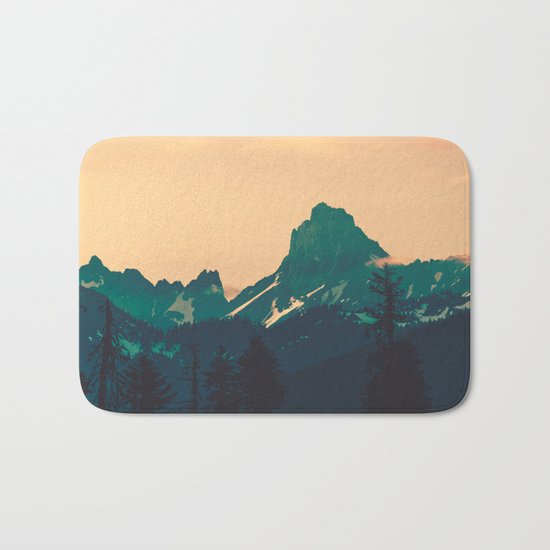 Cascade Mountains Sunset Bath Mat