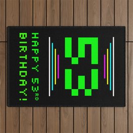 [ Thumbnail: 53rd Birthday - Nerdy Geeky Pixelated 8-Bit Computing Graphics Inspired Look Outdoor Rug ]