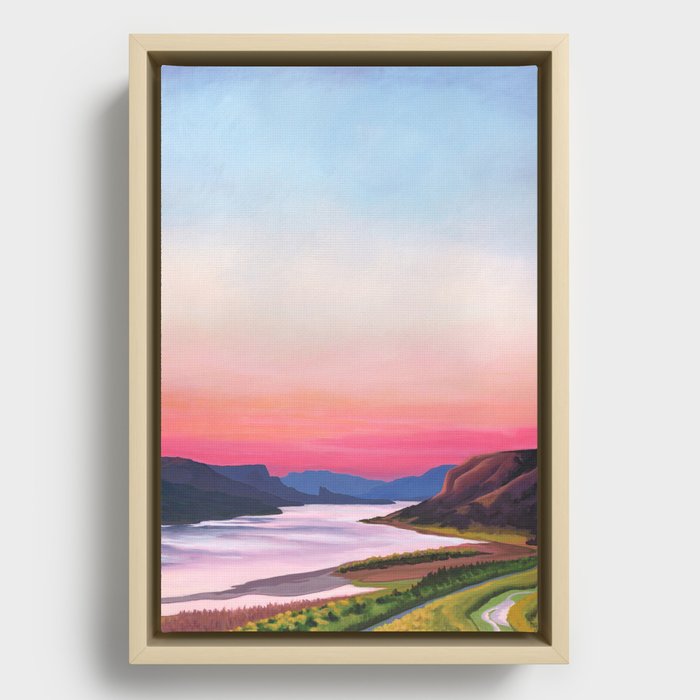 Evening on the River Framed Canvas