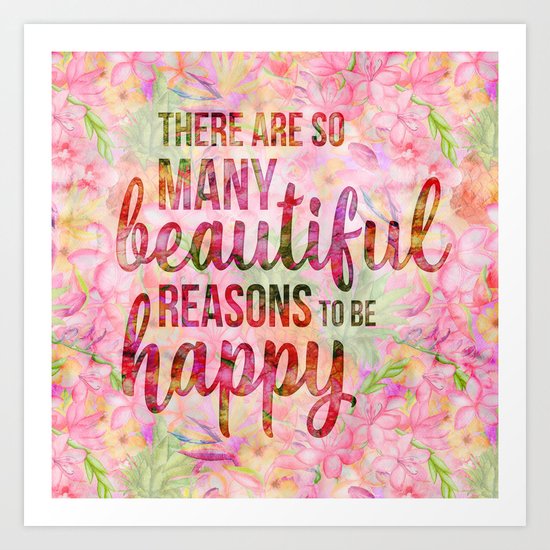 Pink Tropical Flower Typography Illustration Art Print