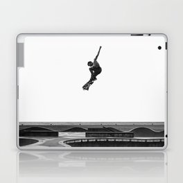 Air - Skateboarding at Venice Beach, Black and White Photography Laptop Skin