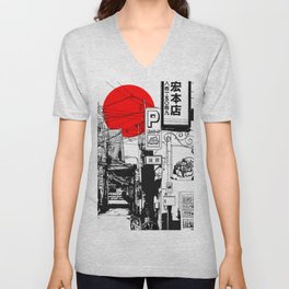 Tokyo street sunrise V Neck T Shirt