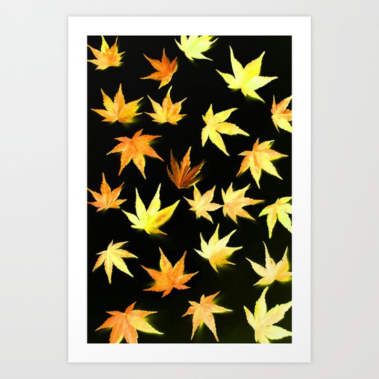 AUTUMN ROMANCE - LEAVES PATTERN #4 #decor #art #society6 Art Print
