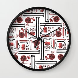 Knitting Kit Wall Clock | Pop Art, Knitting, Black And White, Vector, Texture, Monocolor, Knit, Illustration, Ink, Graphicdesign 