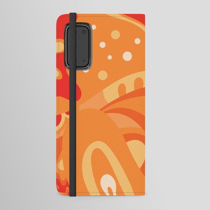 So Trippy Retro Psychedelic Abstract Pattern 2 in Orange Tangerine Tones Android Wallet Case