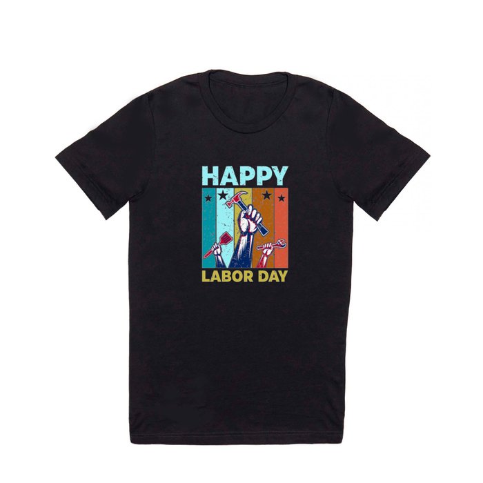 Happy labor day retro sunset hands with tools T Shirt