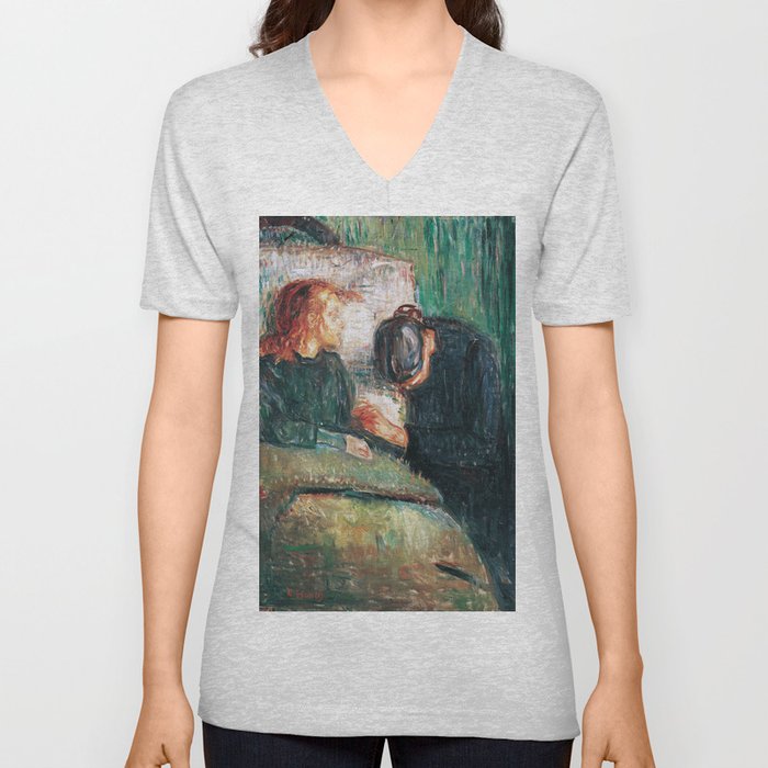 Edvard Munch - The Sick Child V Neck T Shirt