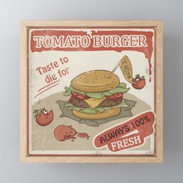 Tomato Burger Vintage Framed Mini Art Print