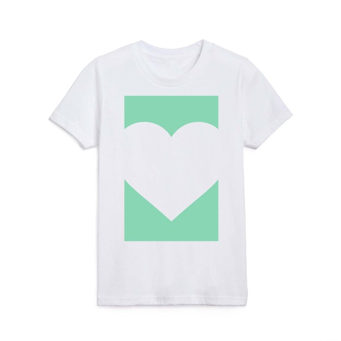 Heart (White & Mint) Kids T Shirt