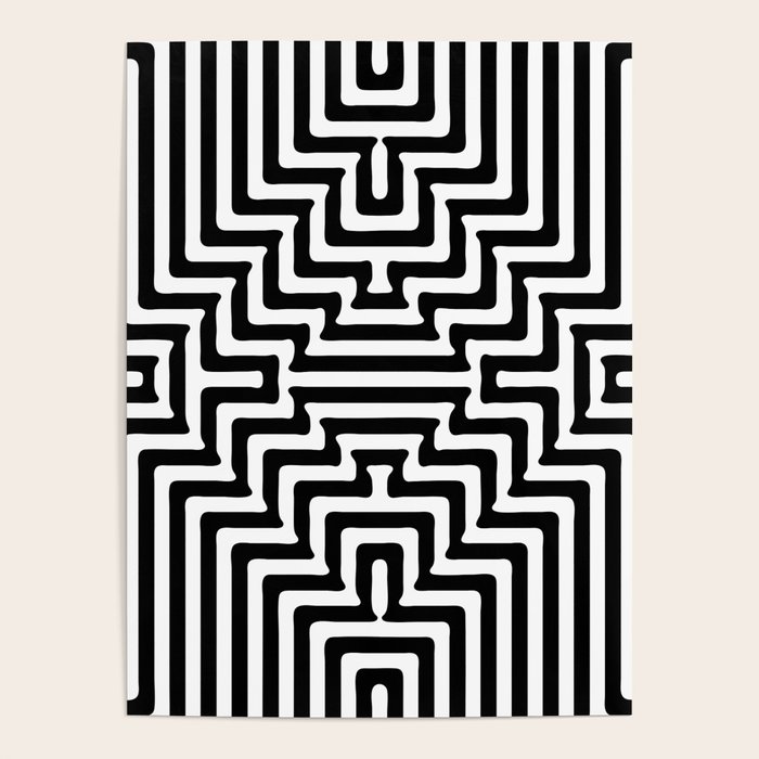 Black And White OpArt Optical Illusion Retro Graphic Poster by