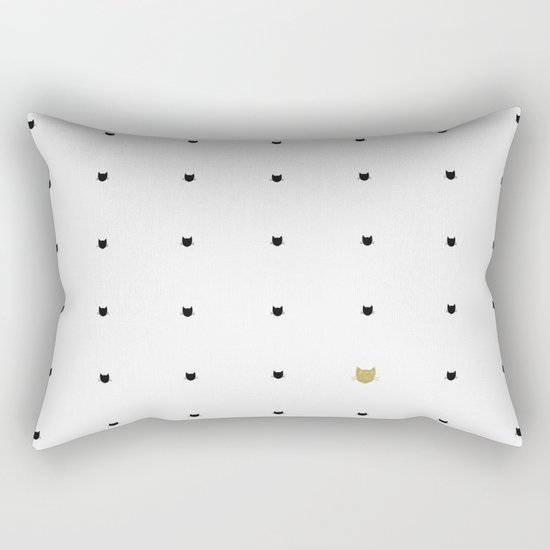 One Golden Cat - White Rectangular Pillow
