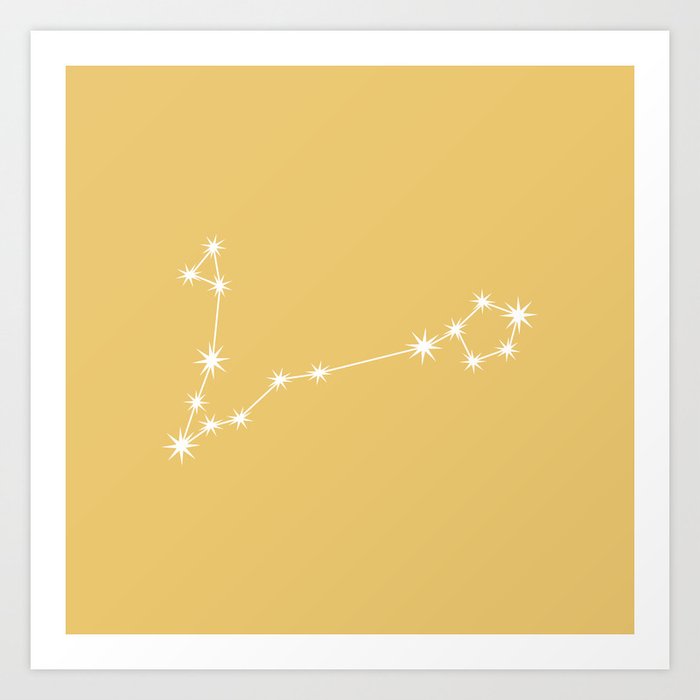 PISCES Sunshine Yellow – Zodiac Astrology Star Constellation Art Print