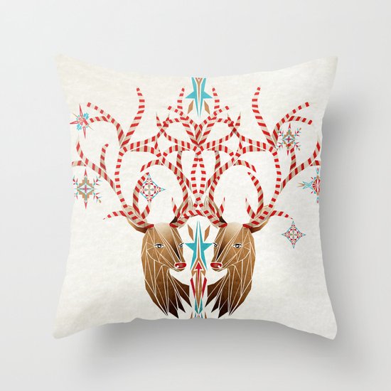 christmas deer Throw Pillow