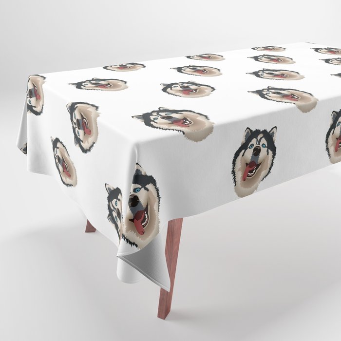 Cute Husky Dog Head Print Dog Lover Pattern Tablecloth