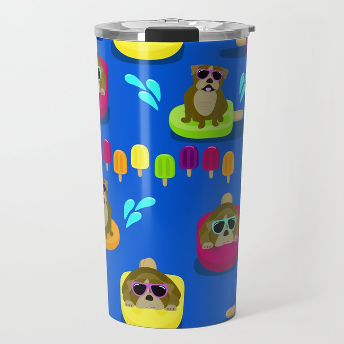 Bulldog Popsicle Pool Party Travel Mug