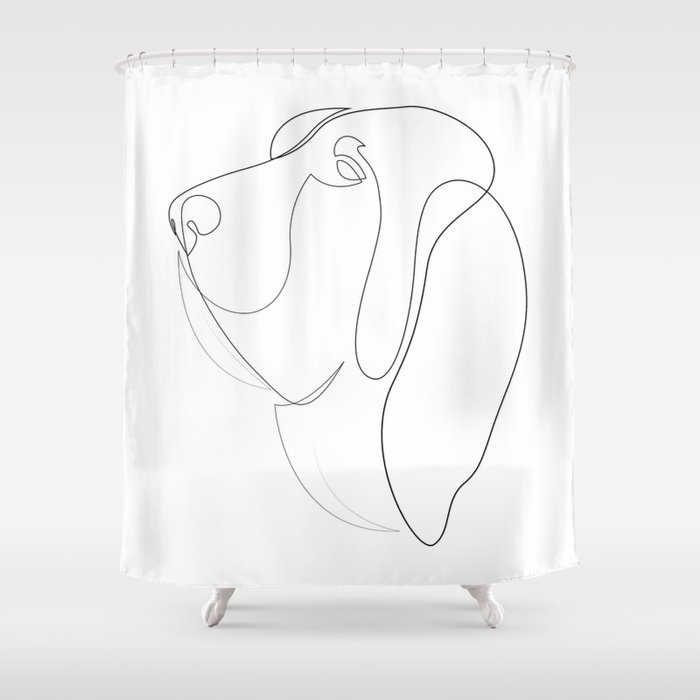 Bloodhound - one line drawing Shower Curtain