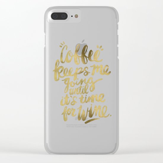 Coffee & Wine – Gold Clear iPhone Case