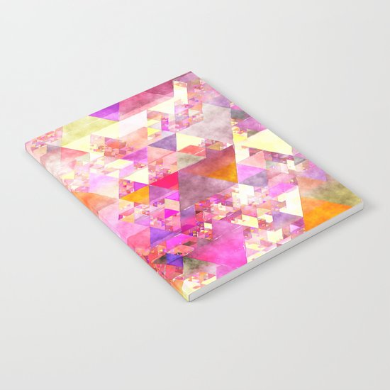 Abstract pink purple yellow -Colorful triangle pattern #Society6 Notebook