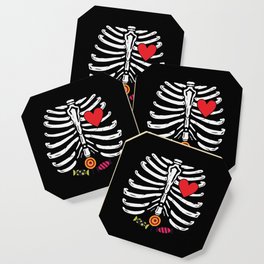 Funny Skeleton Halloween Heart Candies Coaster