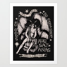 Ave Satanas in Black and White Art Print