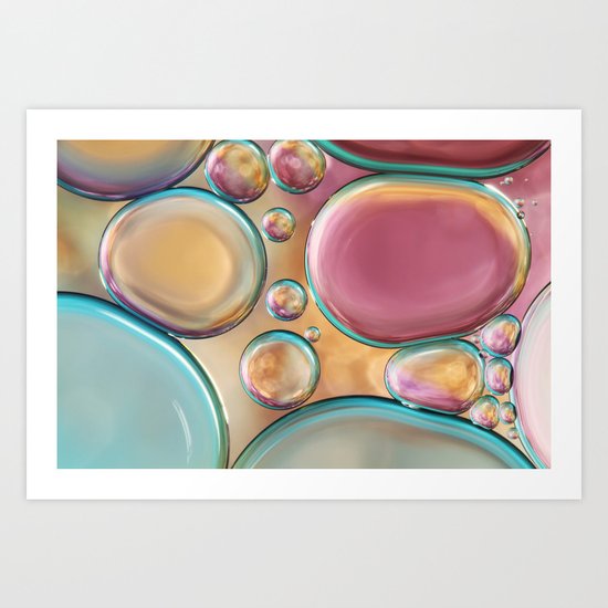 Bubble Abstract with Glitter Pink Art Print