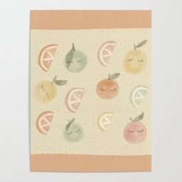 Cute Tropical Fruits Poster