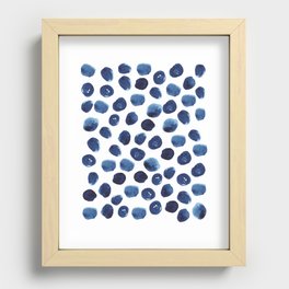 India - blue paint, ink spots, design, watercolor brush, dots, cell phone case Recessed Framed Print