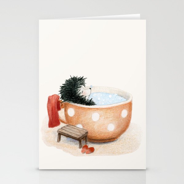 Cute hedgehog take a bath Stationery Cards