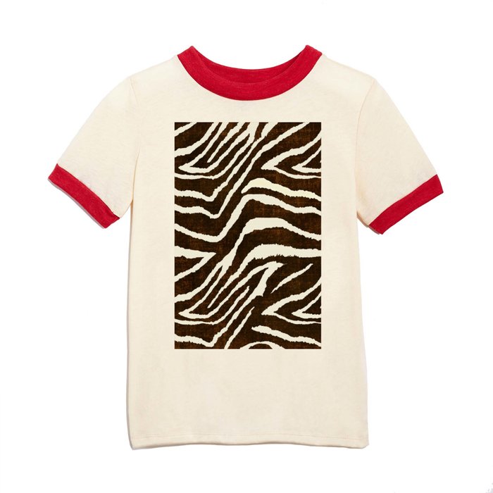 ANIMAL PRINT ZEBRA IN WINTER 2 BROWN AND BEIGE Kids T Shirt